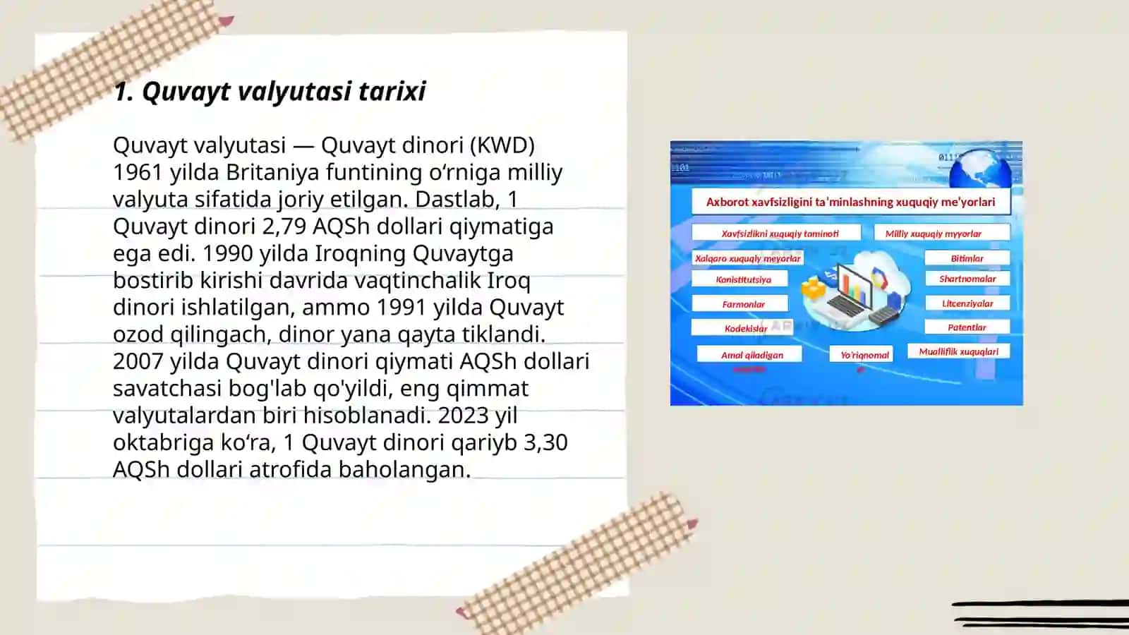 Quvayt mamlakati valyutasi va uning barqarorligi 3