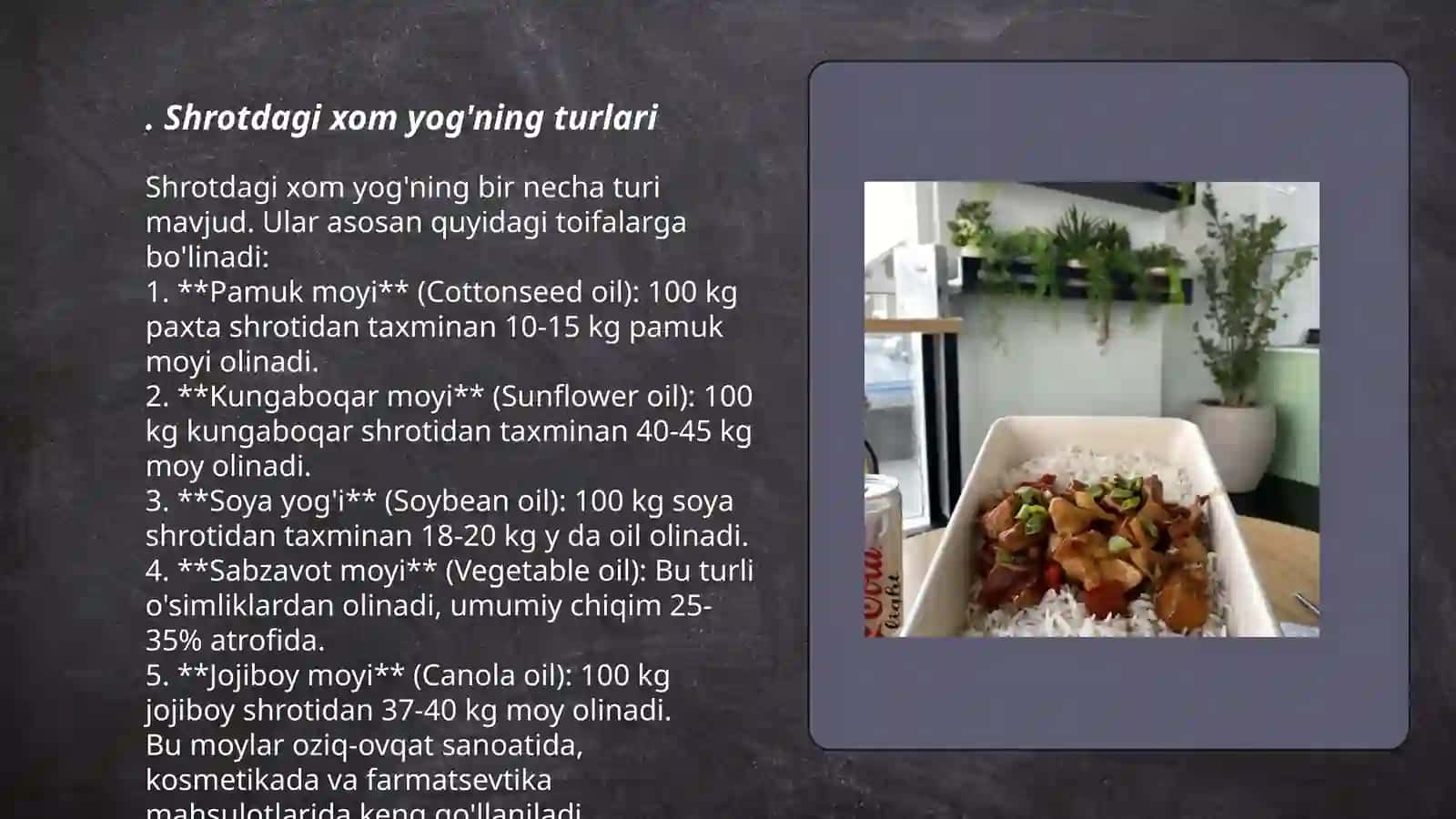 Shrotdagi xom yog' va kul miqdori 3