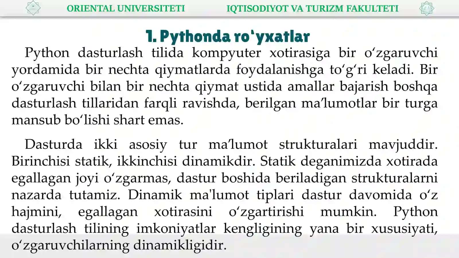 Dasturlashtexnologiyalarifani 3