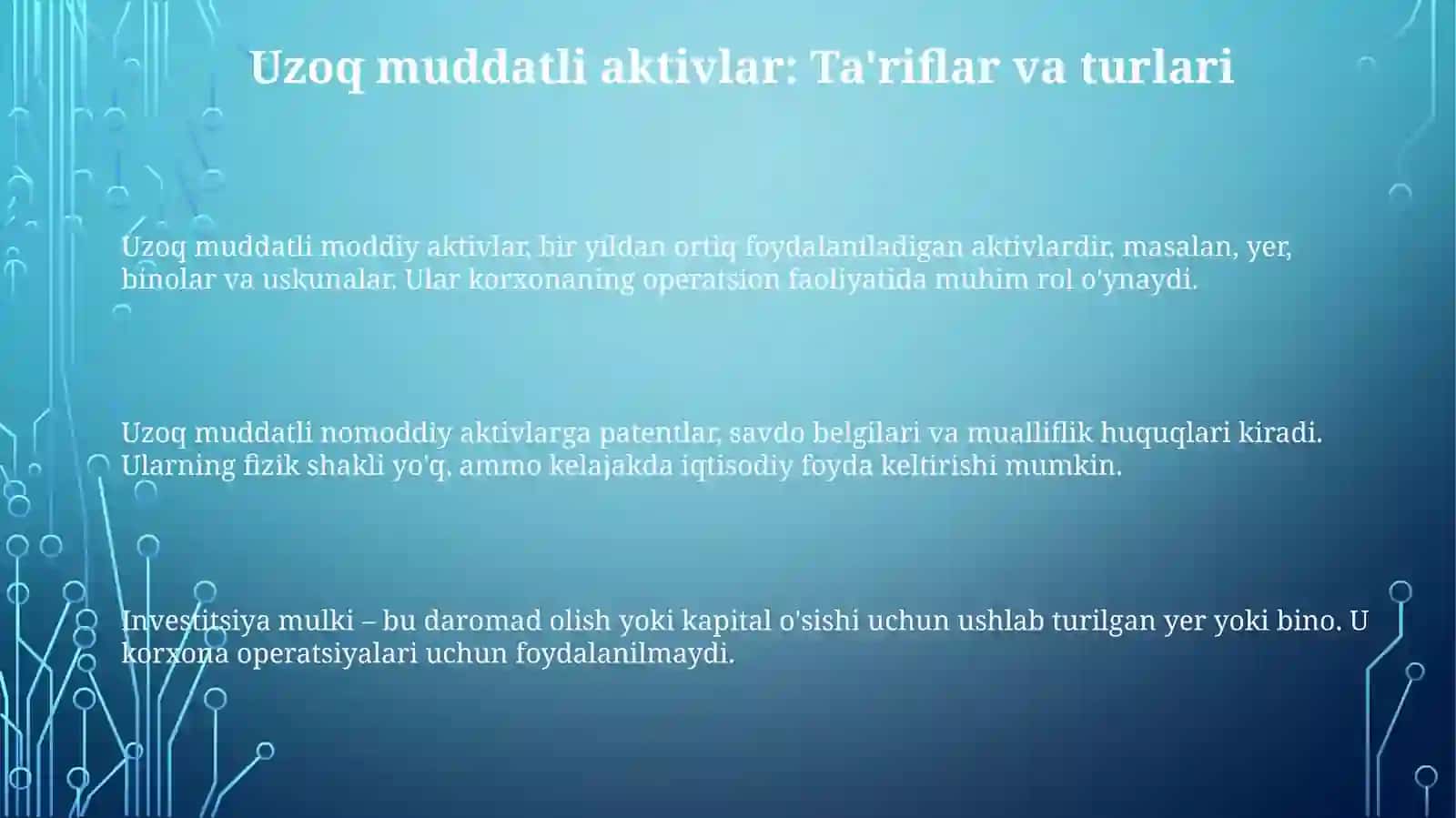 Uzoq muddatli moddiy aktivlarni hisoblash 3