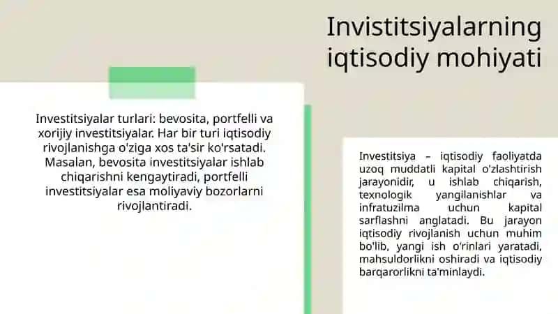 Invistitsiyalarning iqtisodiy mohiyati 3