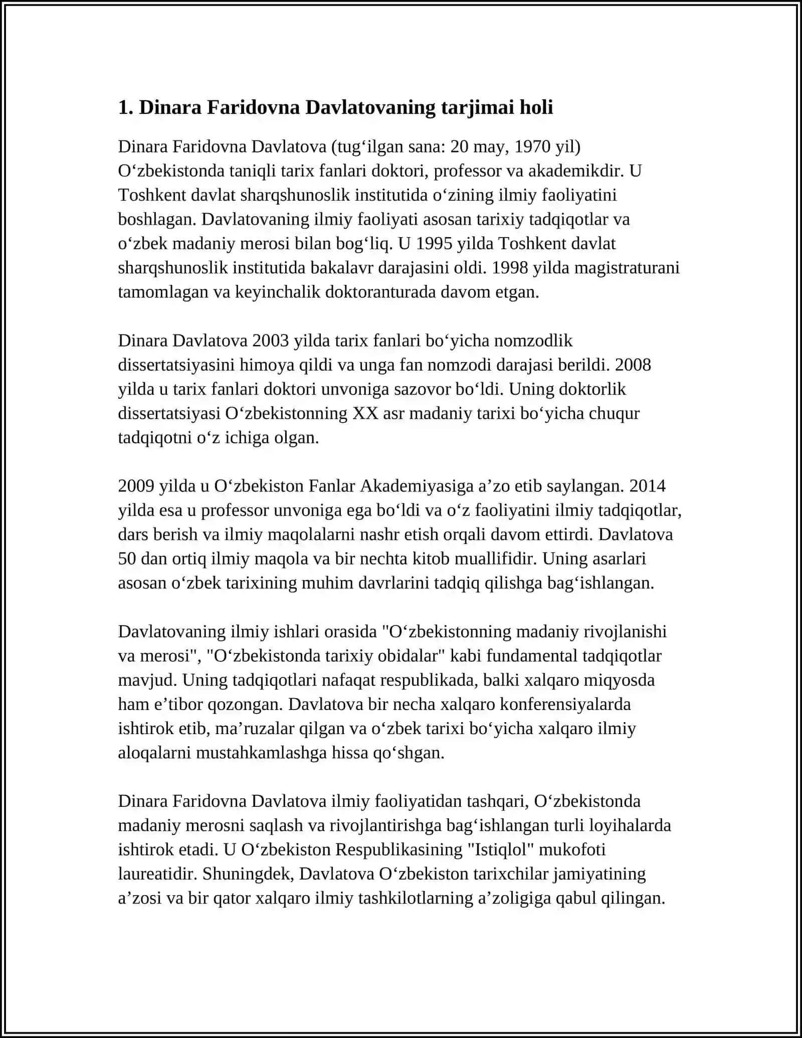Dinara Faridovna Davlatova tarjimai holi 3