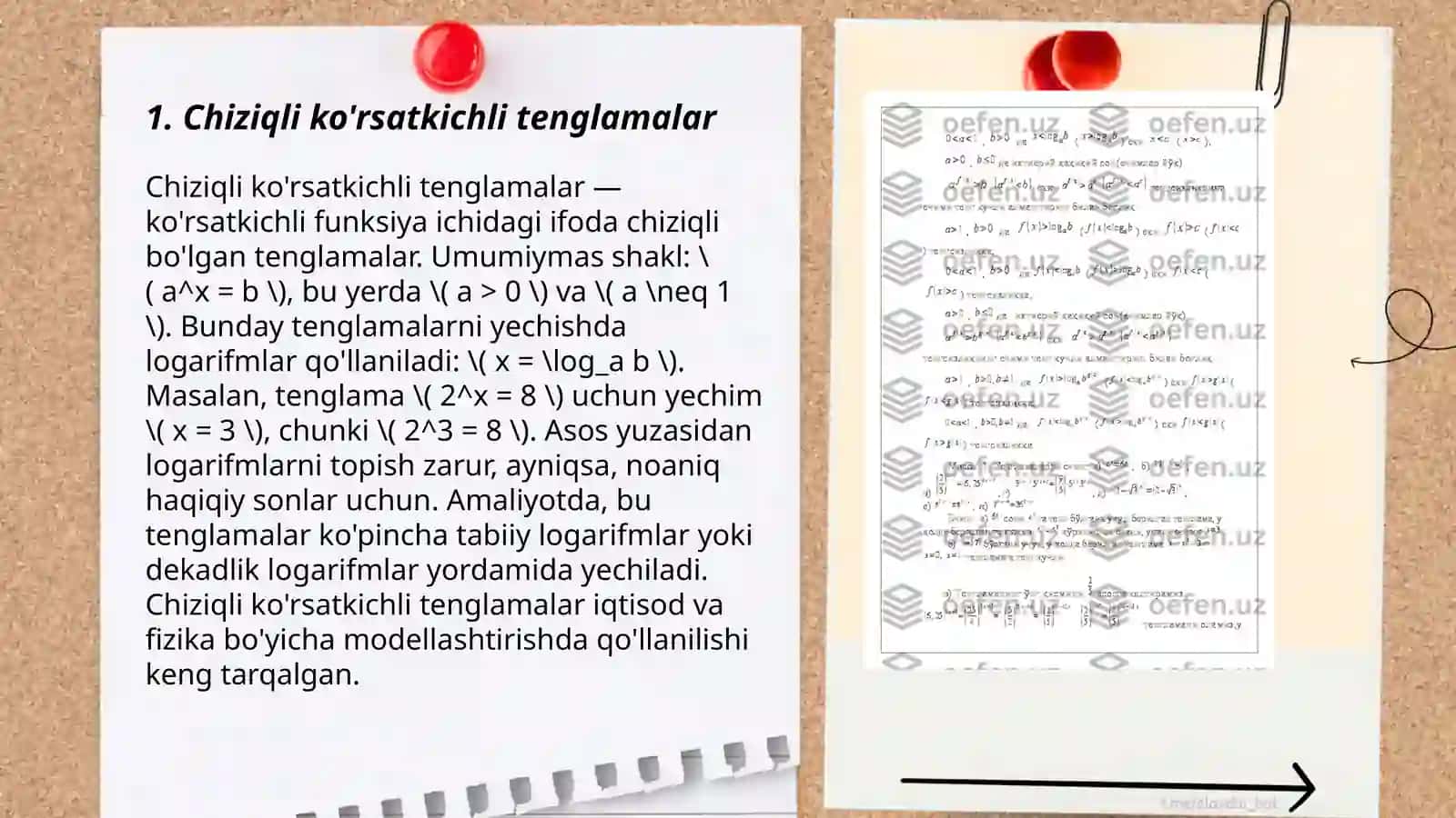 Chiziqli ko'rsatkichli tenglamalar 3