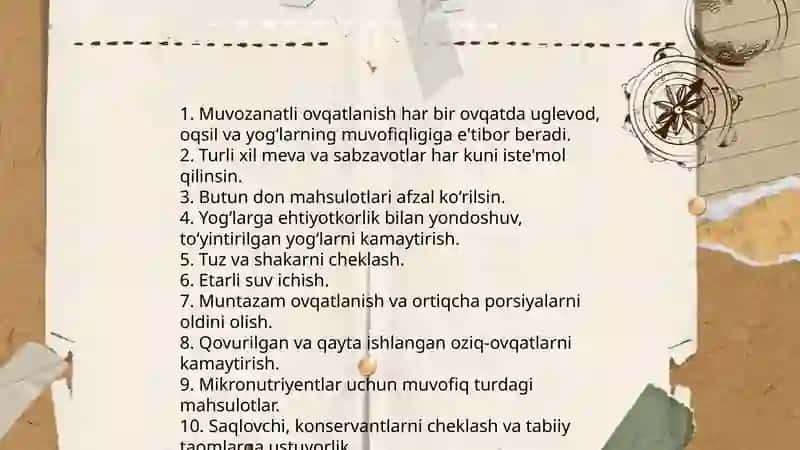 Soğlom turmush tarzi. Tõğri ovqatlanish 3