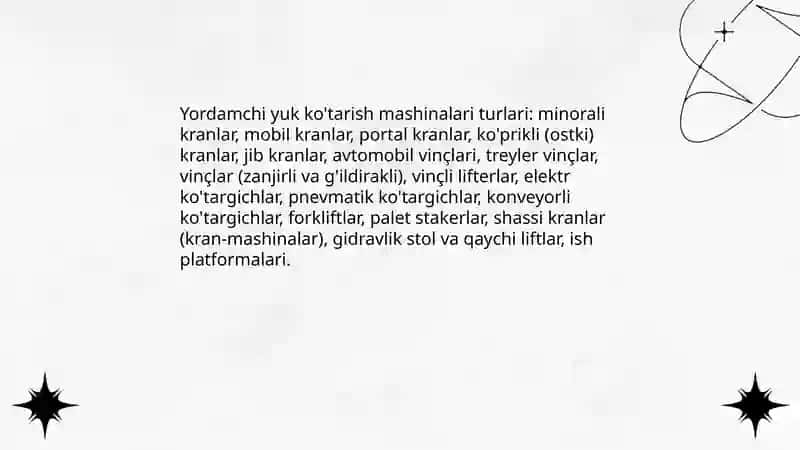 Yordamchi yuk ko'tarish mashinalari 3