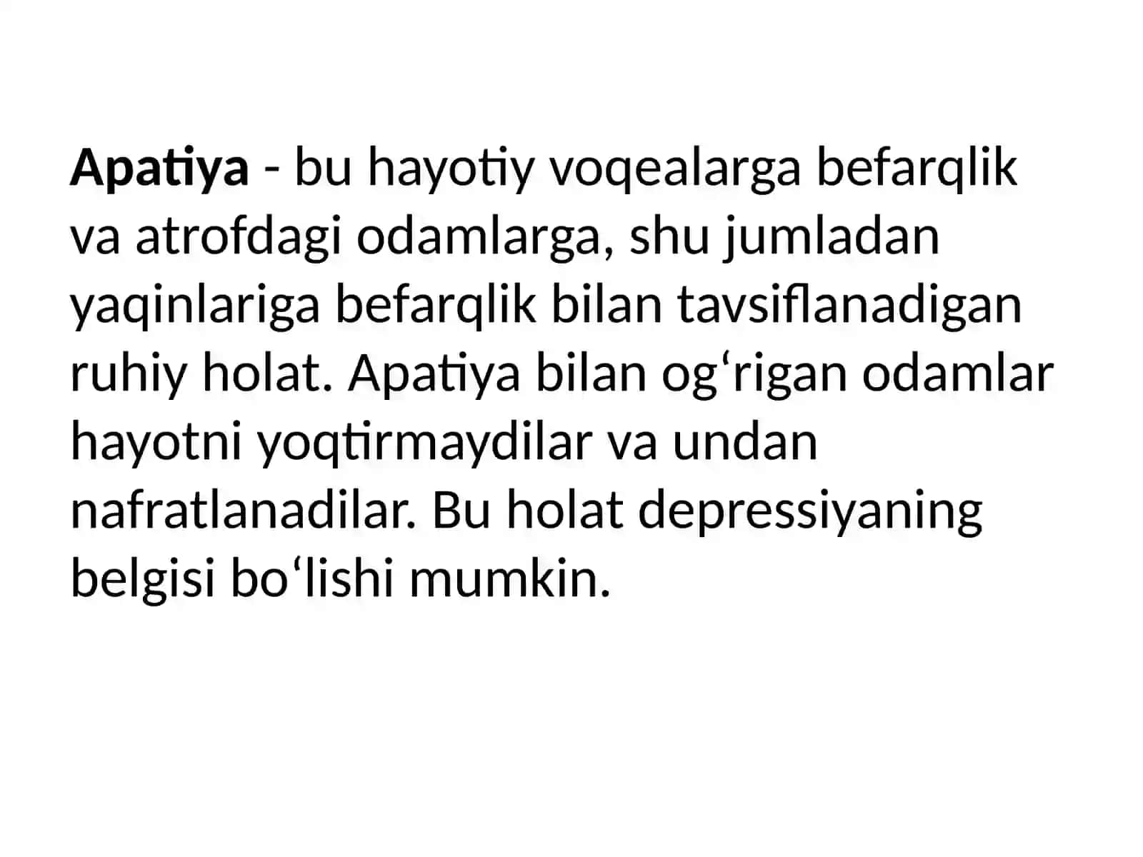 Apatiya,Depressiya, Xavotir 3