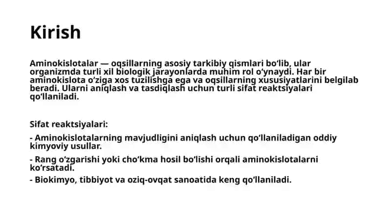 Aminokislotalarga xos sifat reaktsiyalari 3