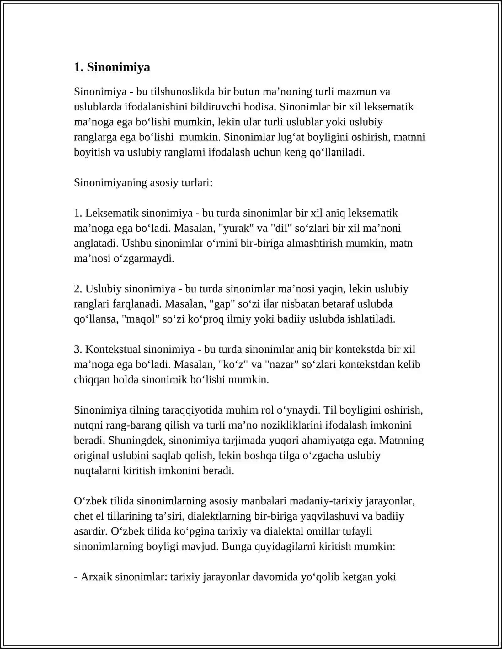 LEKSIK MA'NONING PARADIGMATIK MUNOSABATLARI 3