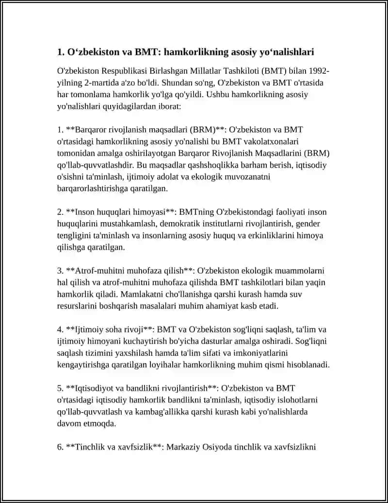 Oʻzbekiston va BMT: hamkorlikning asosiy yoʻnalishlari 3