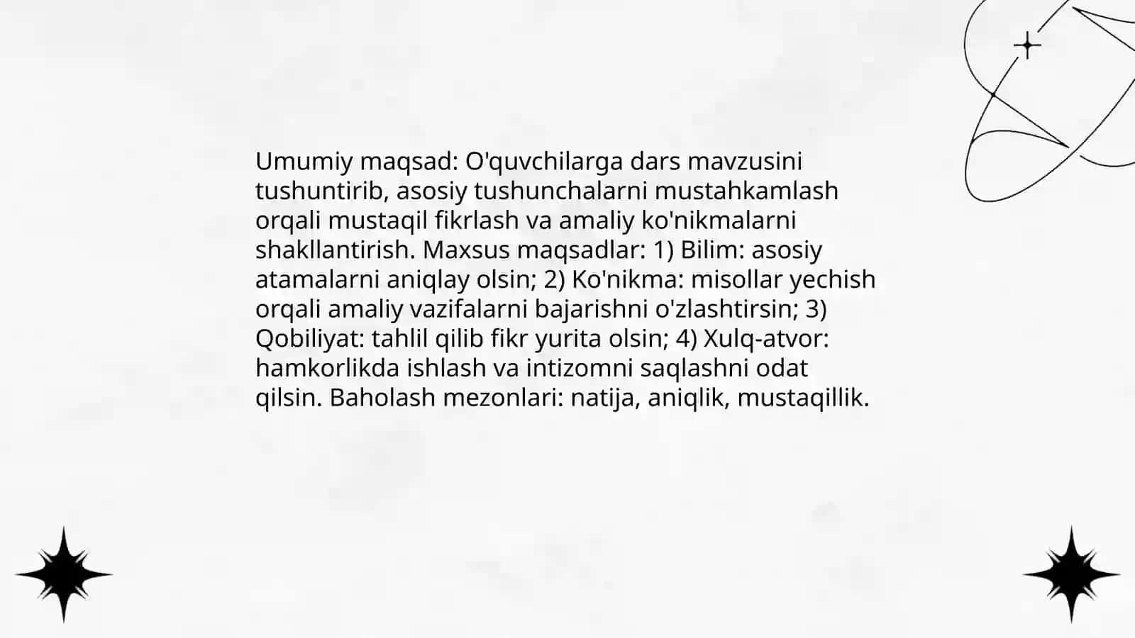 Bir soatlik dars reja konspekti 3