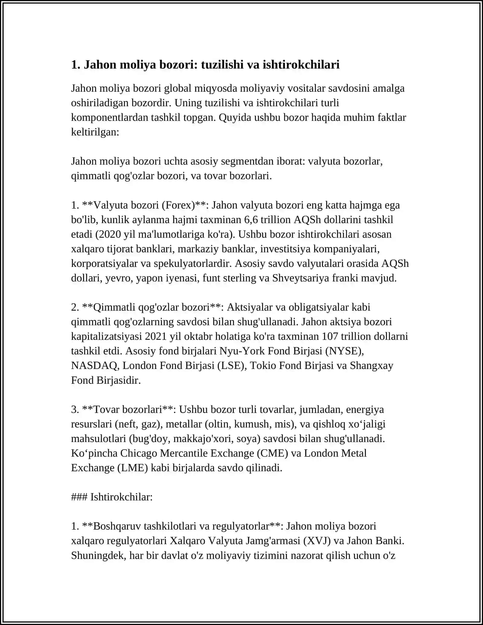 JAHON MOLIYA BOZORI VA MILLIY MANFAATLAR 3
