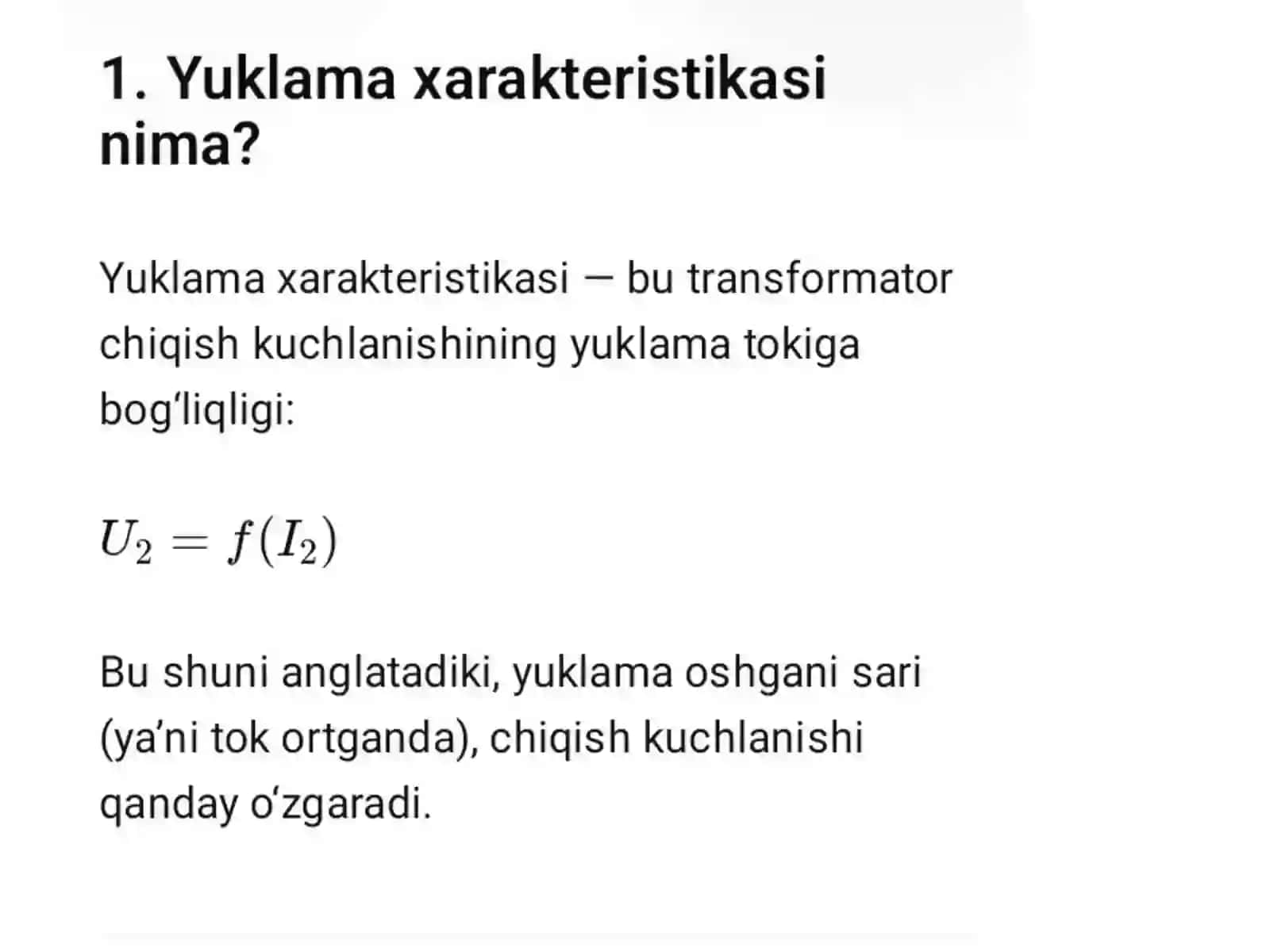 Transformatorning yuklama xarakteristikalari o‘rganish 3