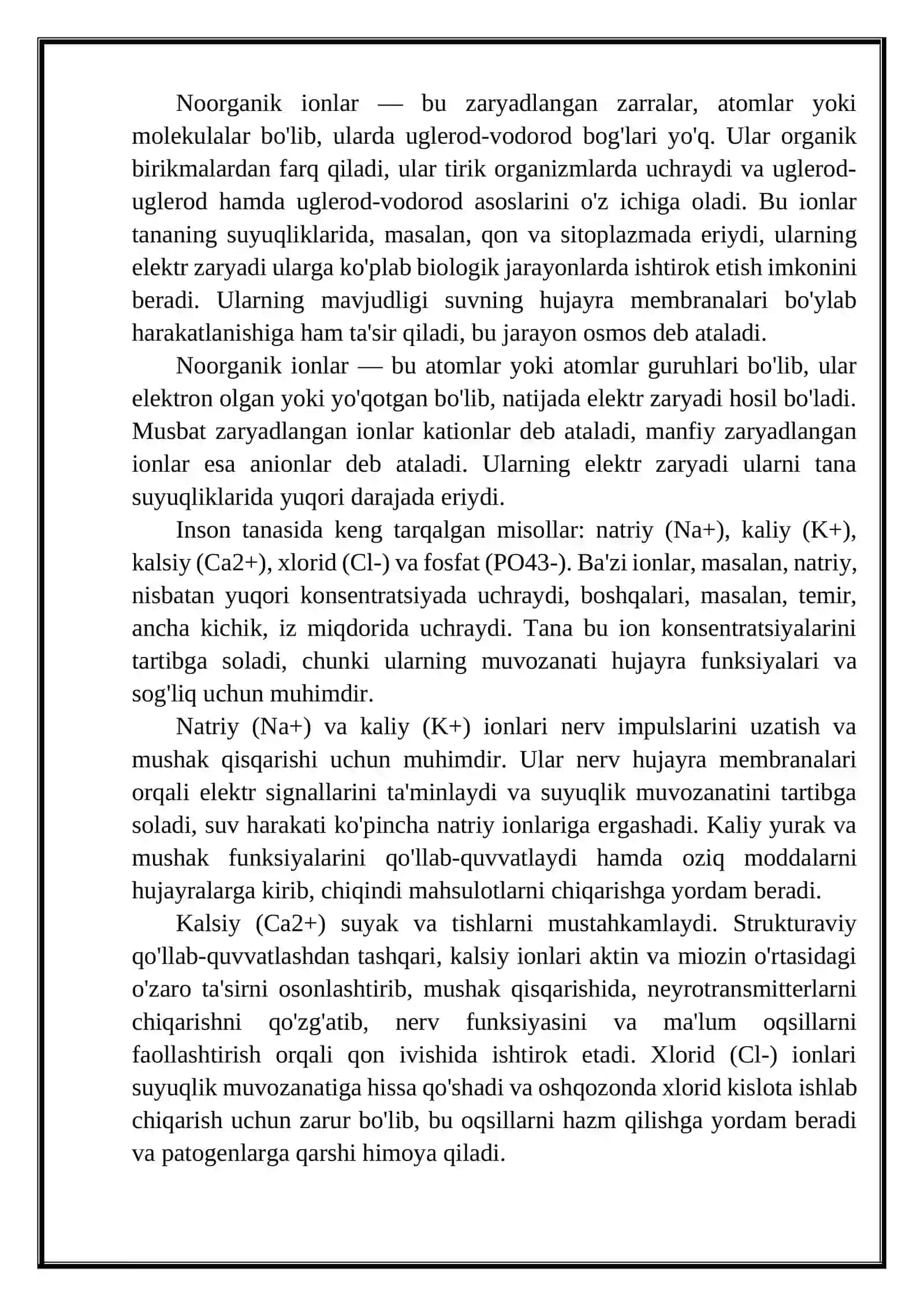 Noorganik ionlar.Ularning funksiyalari 3