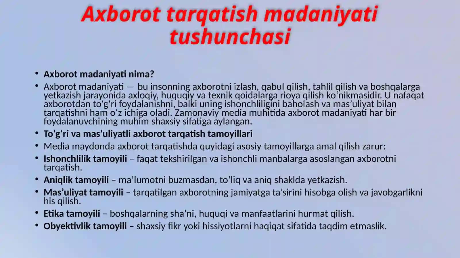 Mediamaydonda axborot tarqatish madaniyati 3