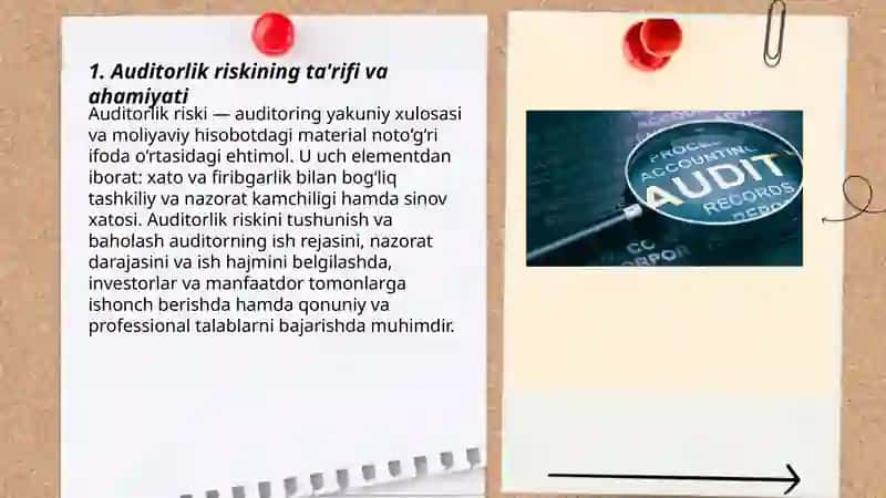 Auditorlik riski uning elementlari va ularni baholash 3