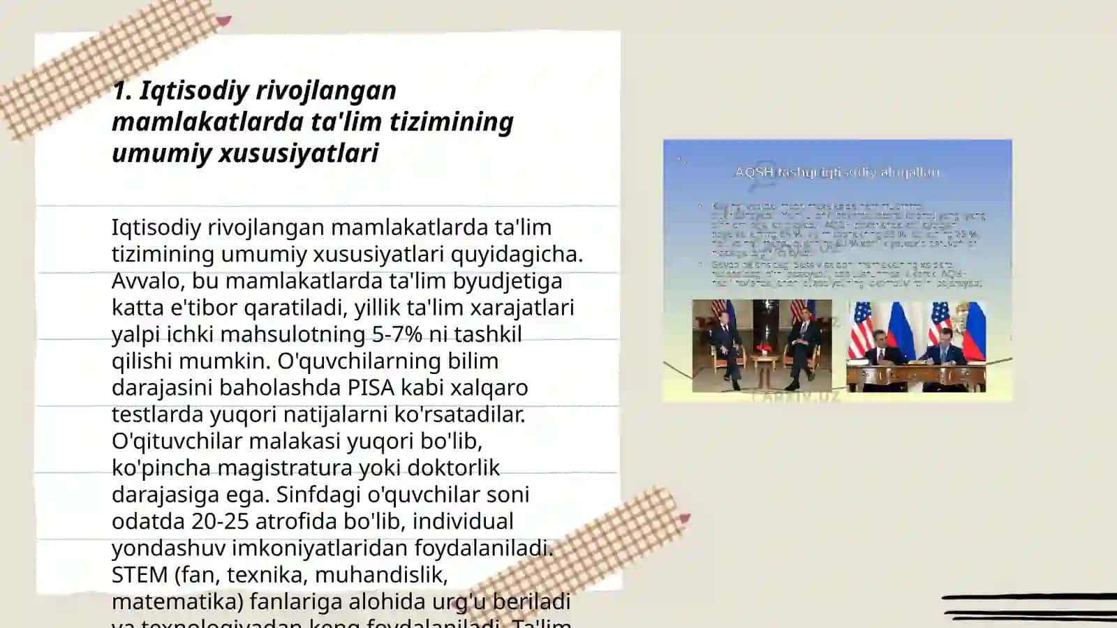 Iqtisodiy rivojlangan mamlakatlarda ta'lim tizimi (AQSH,Yaponiya,Janubiy Koreya va boshqalar) 3