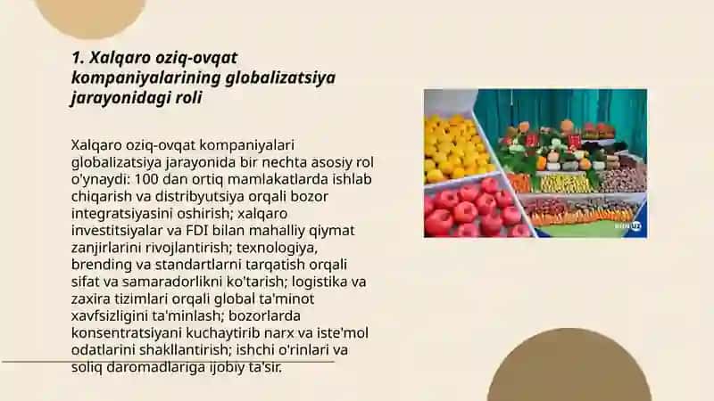 Xalqaro oziq-ovqat kompaniyalari va jahon oziq-ovqat bozorlarining globallashuvi 3