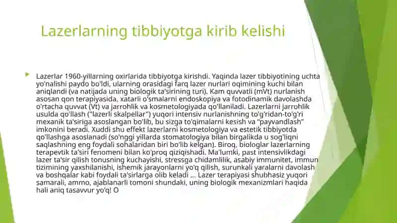 Lazerning tibbiyotda ahamiyati 3