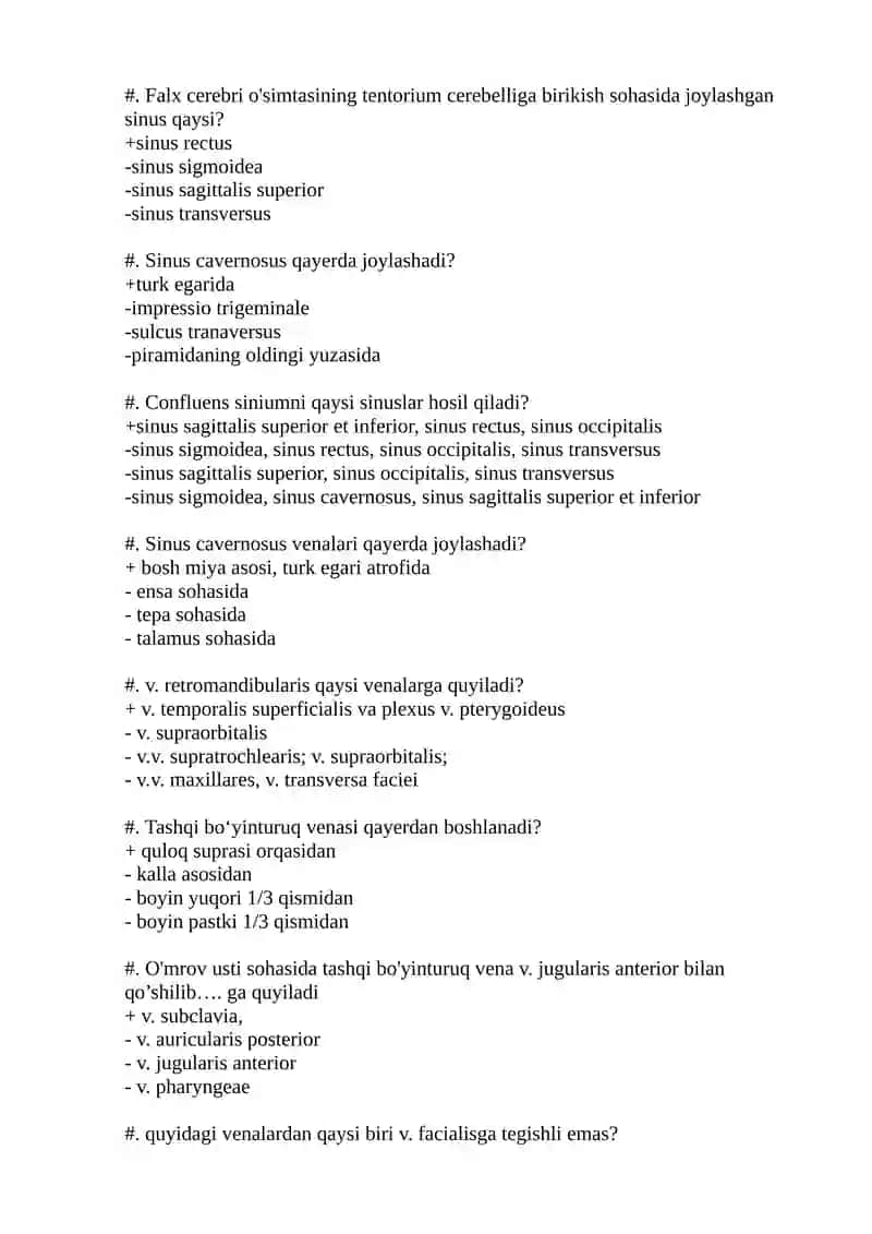 Sinuslar mavzusida test 3
