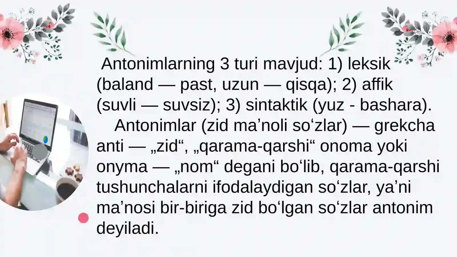 Antonimlardan uslubiy vosita sifatida foydalanish 3