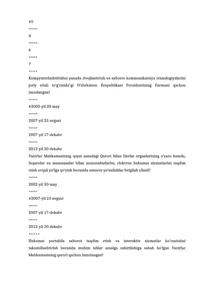 Axborot texnologiyalari test 3