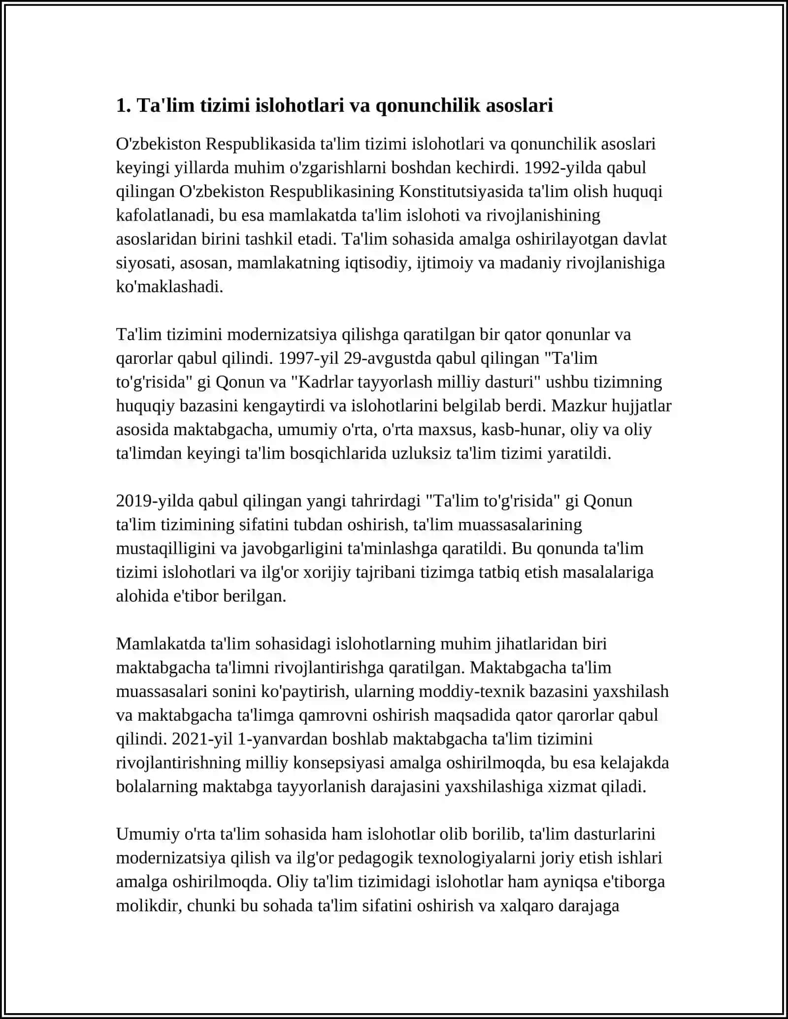 O'ZBEKISTON RESPUBLIKASIDA TA'LIM SOHASI RIVOJI VA ISTIGBOL IMKONIYATLAR 3