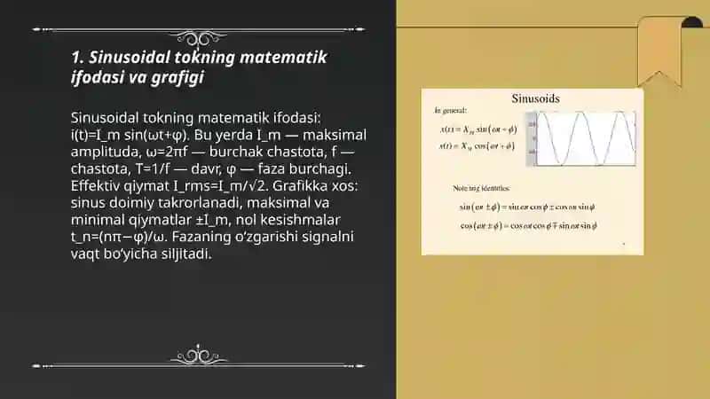 Sinusoidal tok, uni xarakterlovchi asosiy kattaliklar 3