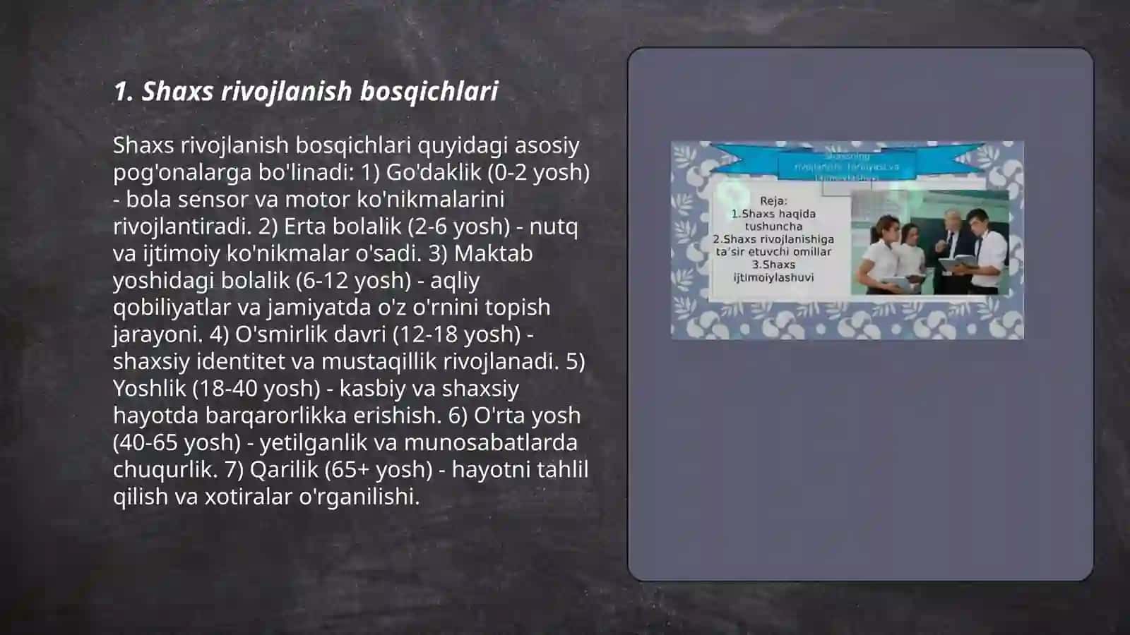 Shaxsning rivojlanishi tarbiyasi va ijtimoiylashuvi 3