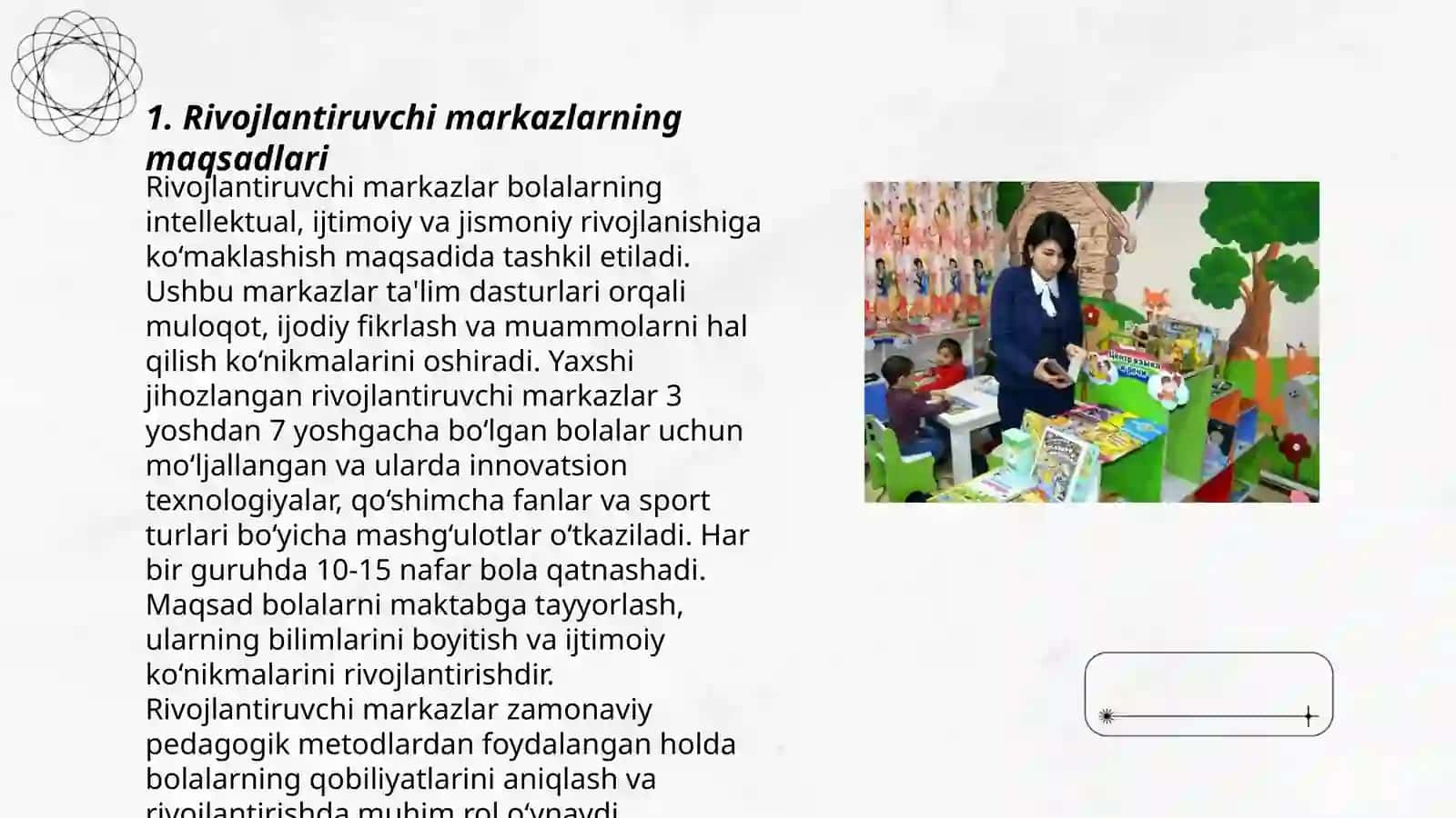 Rivojlantiruvchi markazlar faoliyati 3