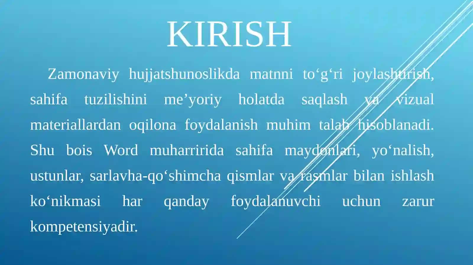 Word matn muharriri da sahifa parametrlarini sozlash va rasmlar qoʻyish 3
