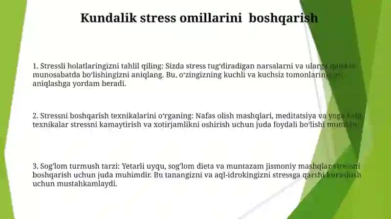 Stressni Yengib O’Tishga Tavsiyalar 3