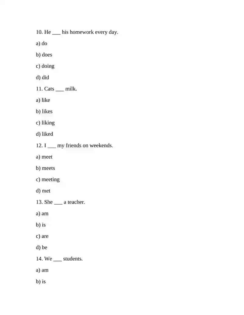 PRESENT SIMPLE 100 TEST 3