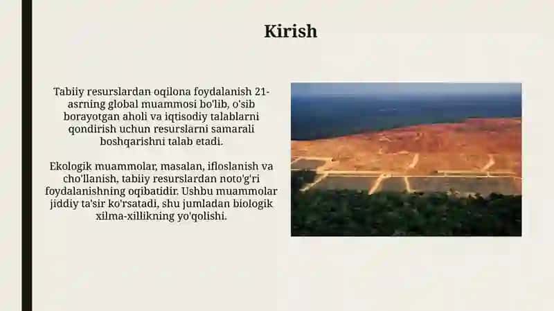 Tabiiy Resurslardan Oqilona Foydalanish 3