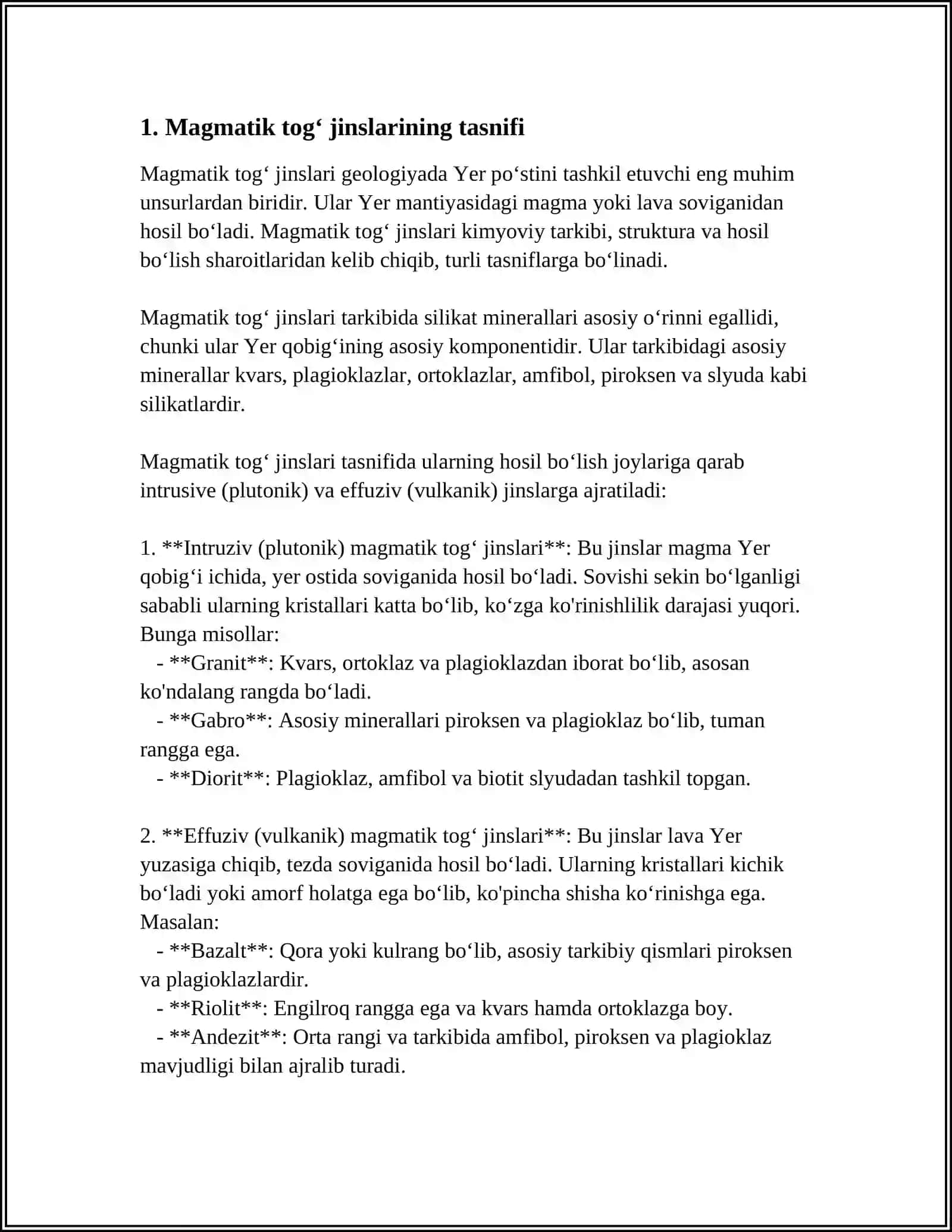 MAGMATIK TOGʻ JINSLARI 3