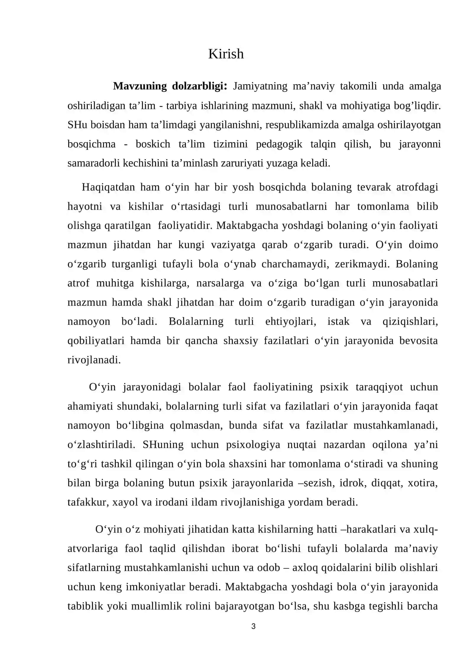O’yin bog’cha yoshidagi bolalarda yetakchi faoliyat sifatida 3
