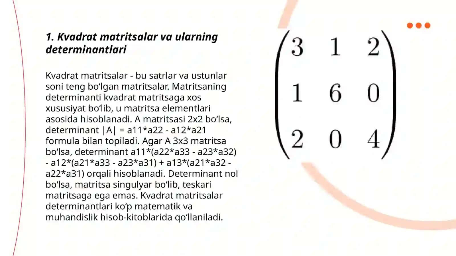 Kvadrat matritsa determinanti 3