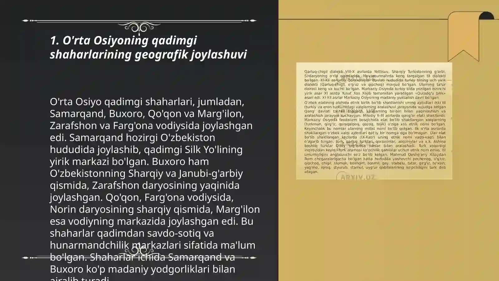 O'rta Osiyoning rivojlangan o'rta asrlardagi tarixiy geografiyasi 3