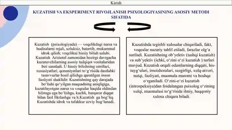 Kuzatish va eksperiment rivojlanish psixologiyasining asosiy metodi sifatida 3