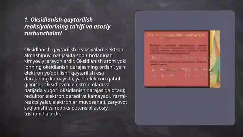 Oksidlanish qaytarilish reaksiyalari va asosida hisoblashlar 3