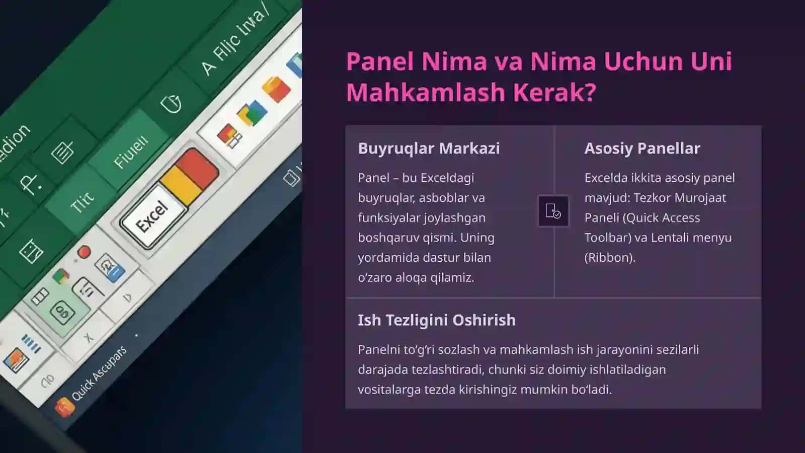 Excelda Panellar va Oynalarni Interfeysga Mahkamlash 3