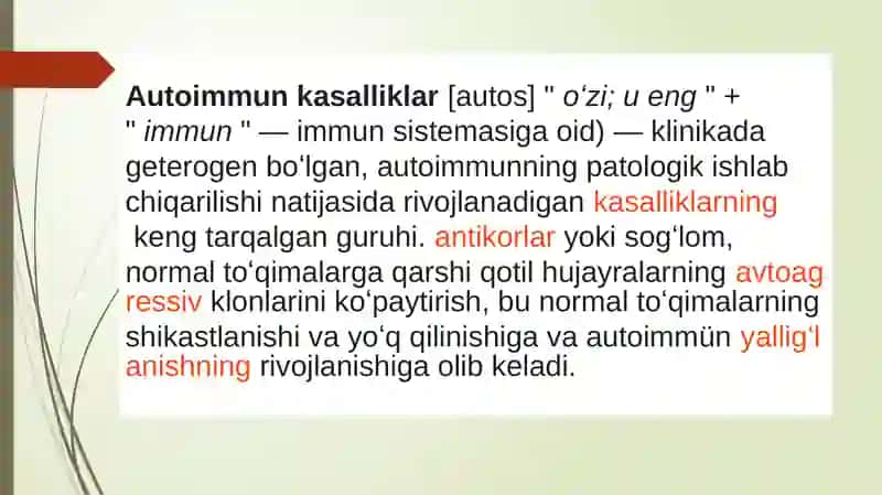 Autoimmun va Allergik Kasalliklar 3