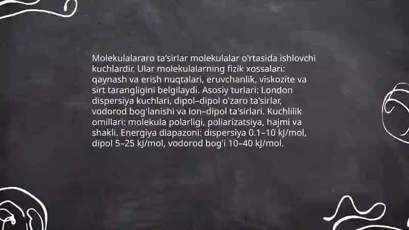 Molekulalararo ta'sirlar. Vodorod bog'lanish 3