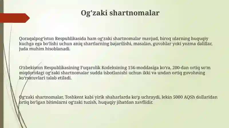 Og'zaki shartnomalar 3