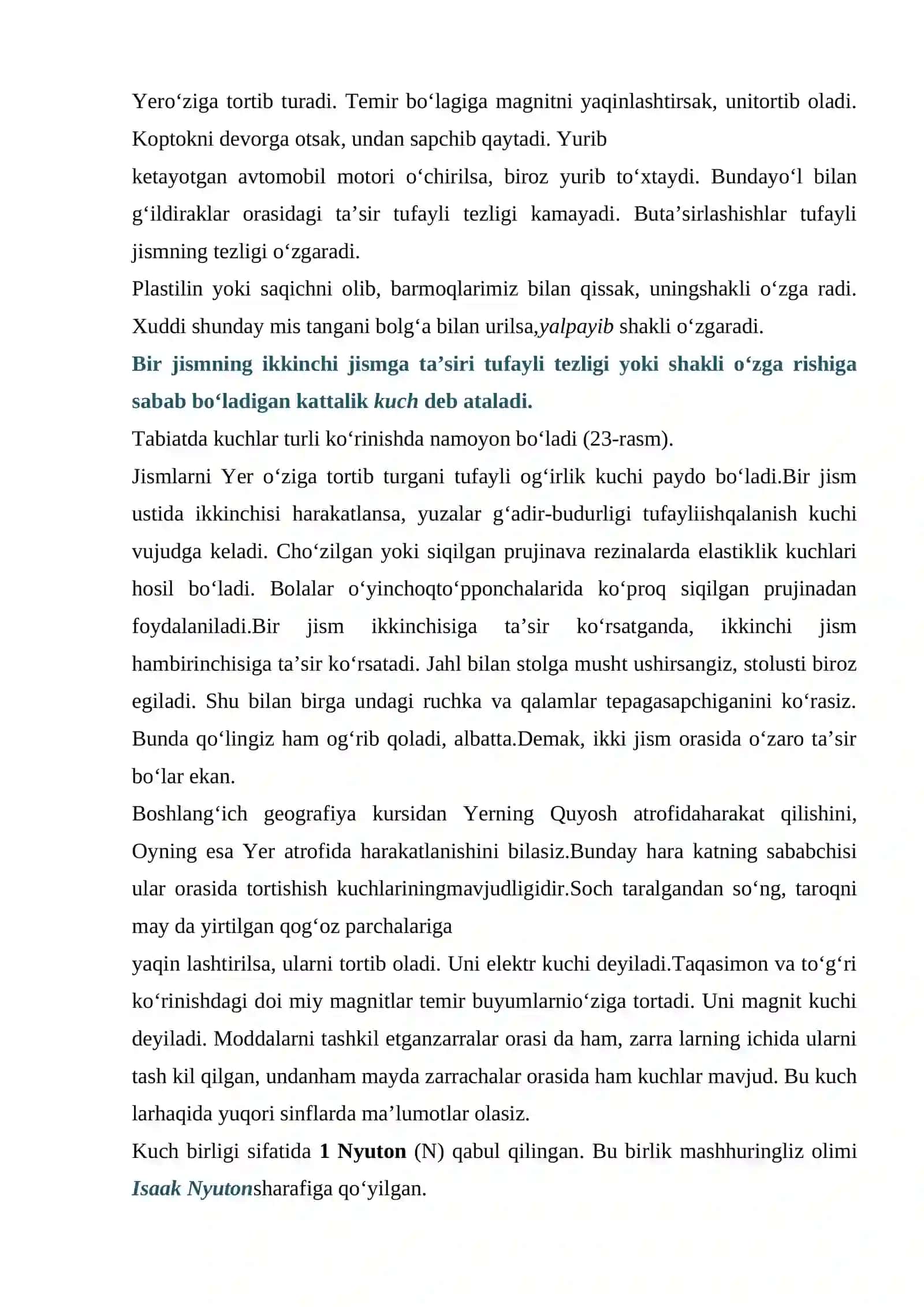 JISMLARNING O‘ZARO TA’SIRI HAQIDA MA’LUMOTLAR. KUCH 3