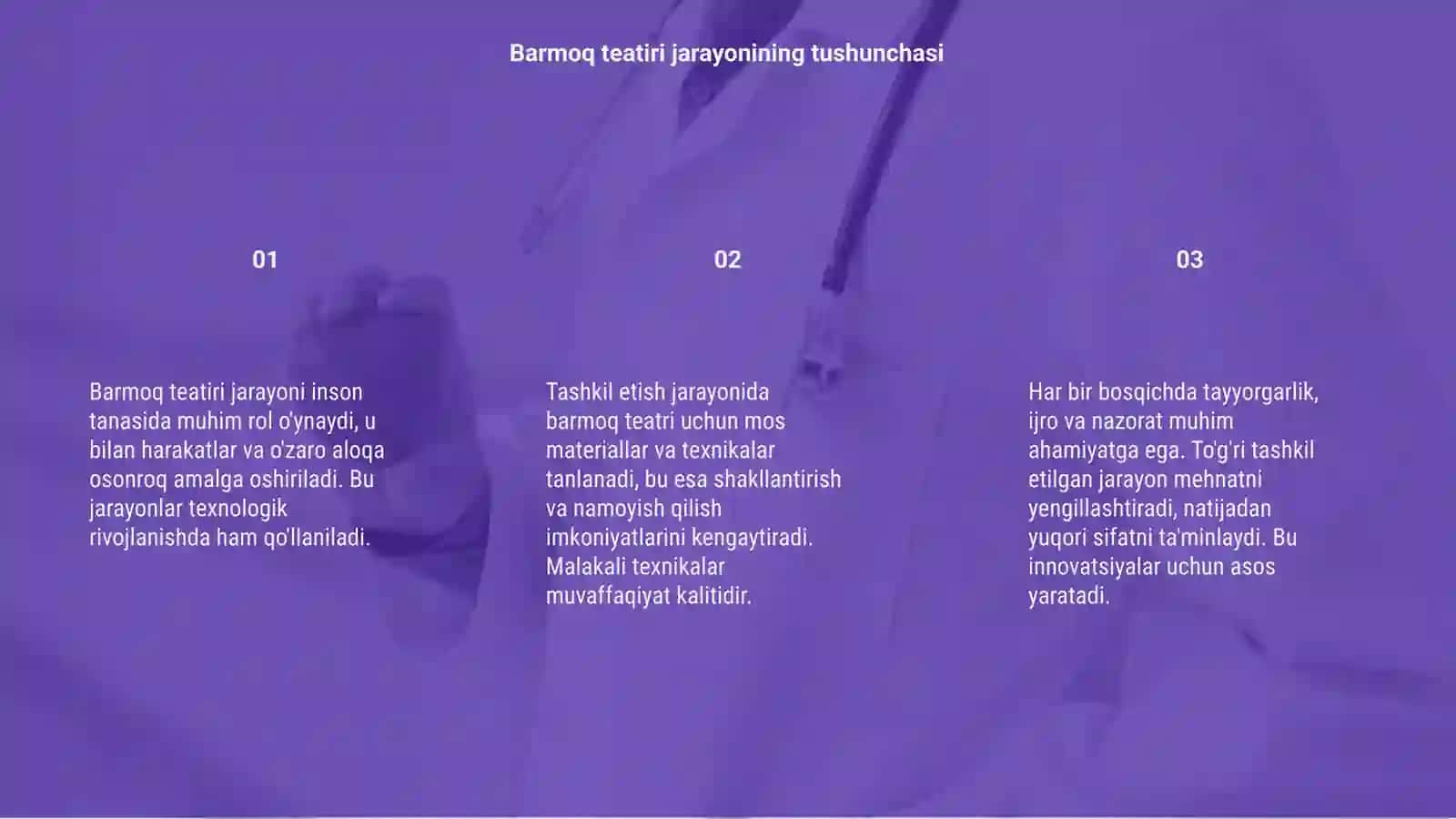 Barmoq teatiri jarayoning tashkil etishi 3