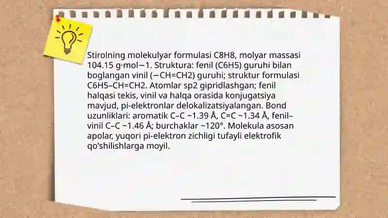 Stirolni fizik-kimyoviy xossalari 3