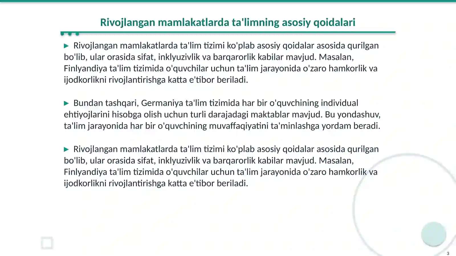 Rivojlangan horijiy mamlakatlarda talim tizmi 3
