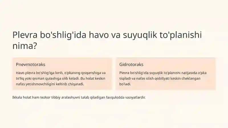 Plevra bo'shlig'ida havo va suyuqlik to'planishi sindromi 3