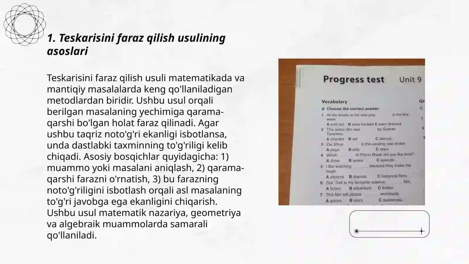 Teskarisini faraz qilish usuli bilan isbotlash 3