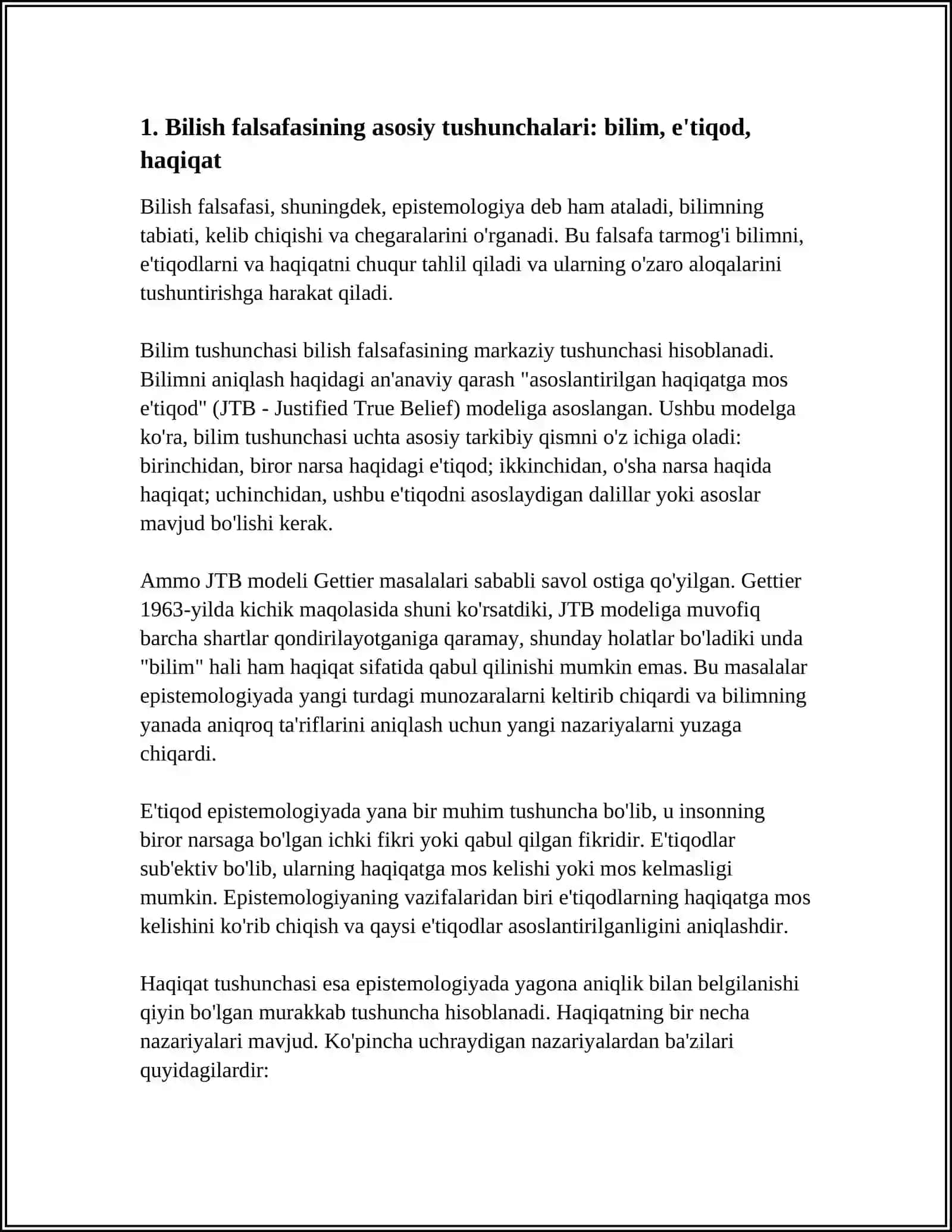 BILISH FALSAFASI (GNOSEOLOGIYA) 3